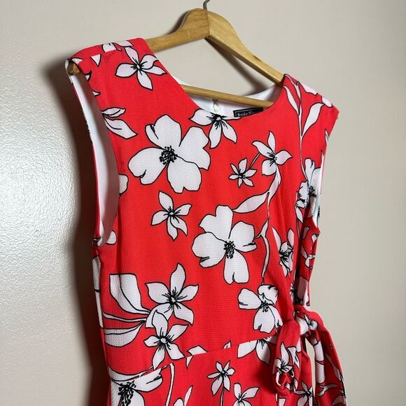 CLEARANCE! Coral Floral Jessica Howard Tie Waist Dress Size 10 EUC - Picture 3 of 6